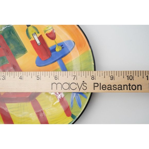 VTG 2004 Mary Naylor Designs Handpainted Wall Decor Round Art Plate Wine Theme - Picture 4 of 4